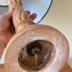 Carved wood lamp
