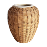 Sandstone and rattan vase