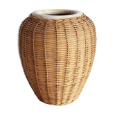 Sandstone and rattan vase