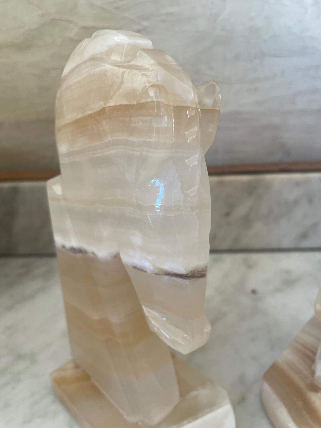 Pair of horse bookends in onyx