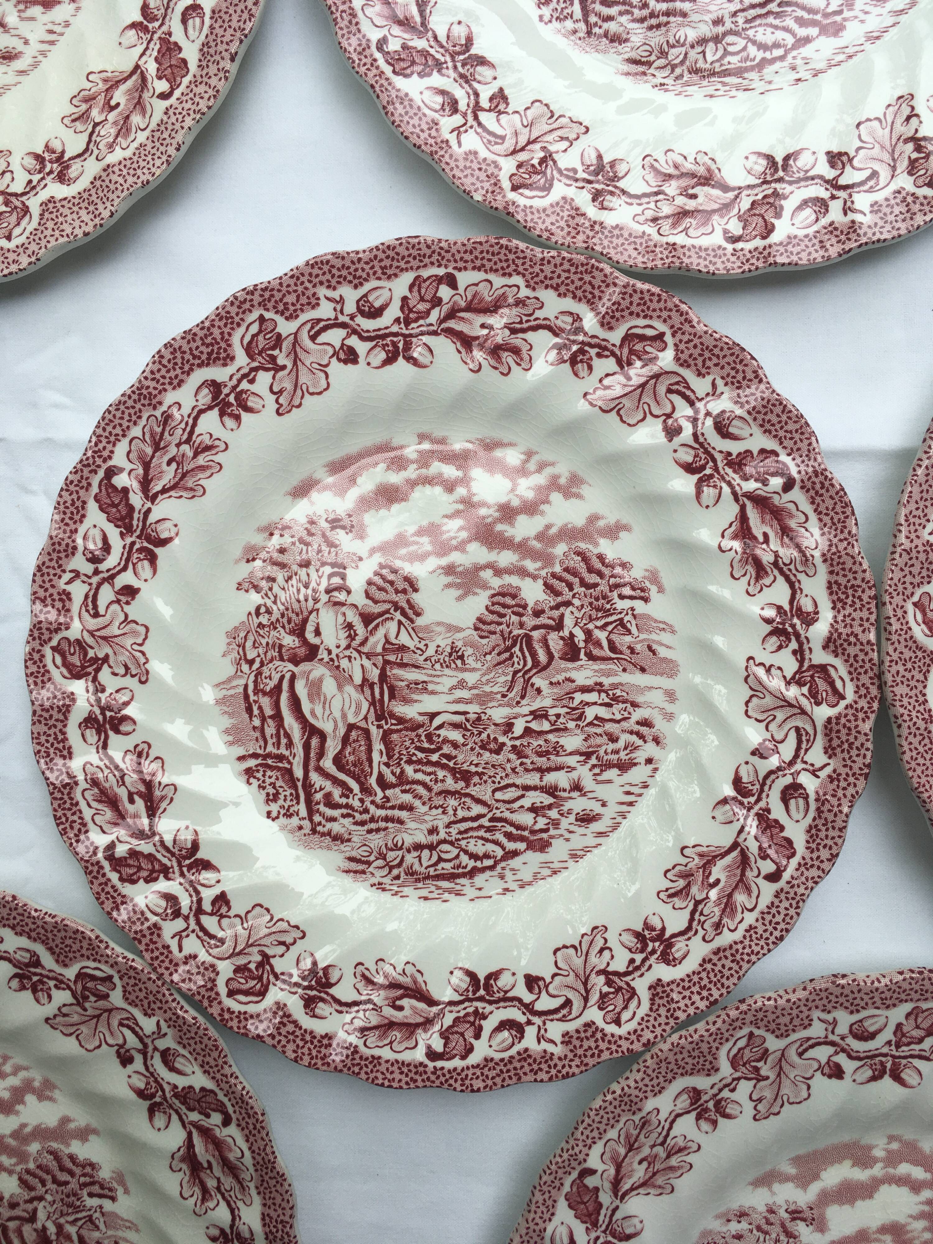 9 Myotts Country Life Staffordshire Ware dessert plates