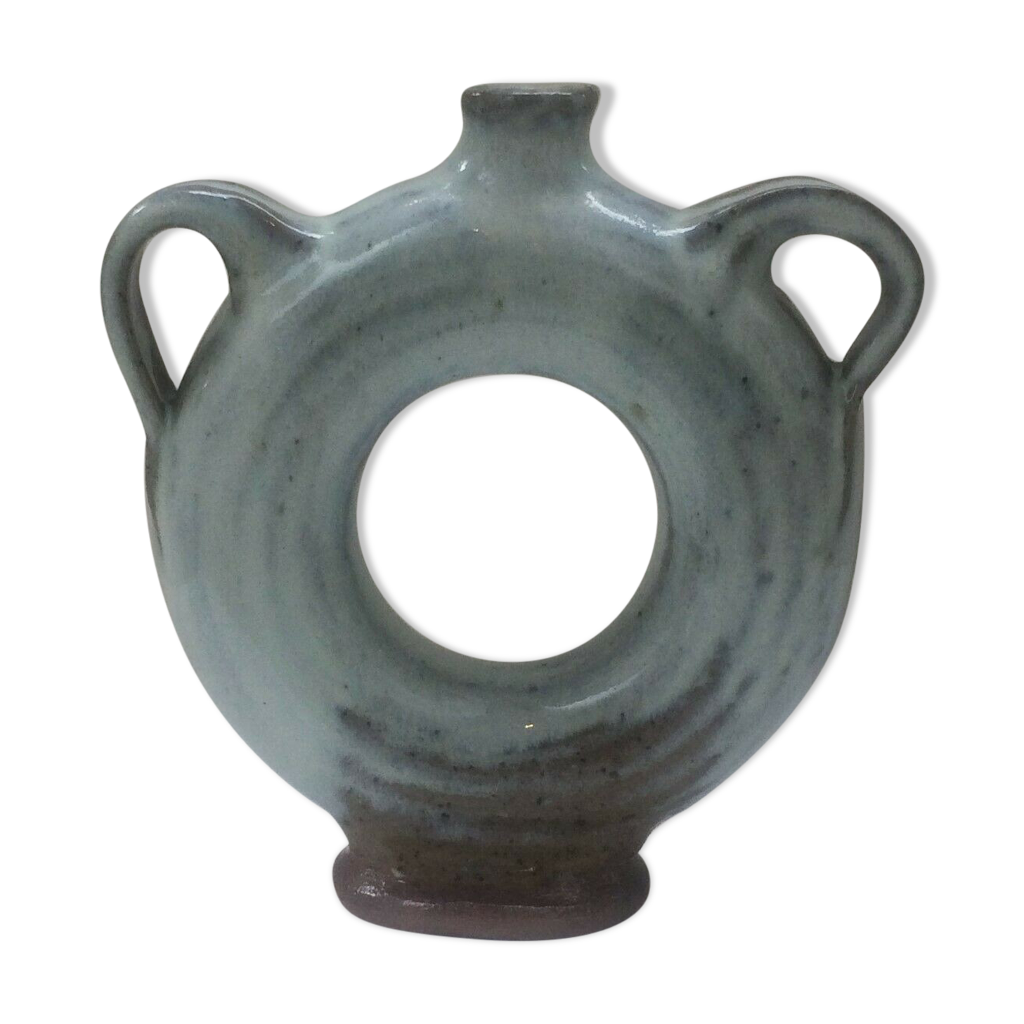 Vernified ceramic vase with handles