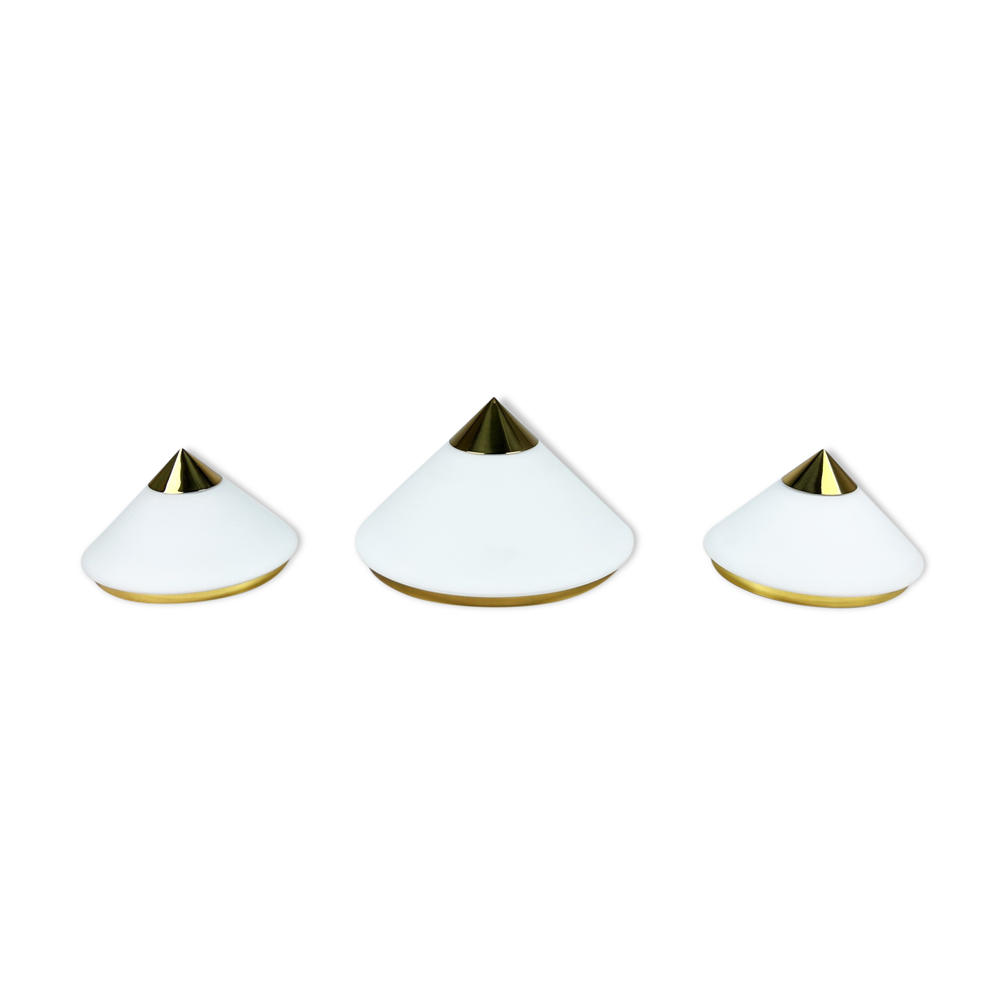 Hollywood Regency Brass and Opaline Glass Ceiling/Wall lamp by Glashutte Limburg, 1970s