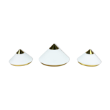 Hollywood Regency Brass and Opaline Glass Ceiling/Wall lamp by Glashutte Limburg, 1970s