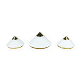 Hollywood Regency Brass and Opaline Glass Ceiling/Wall lamp by Glashutte Limburg, 1970s