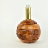 Lampe de table moderniste en bois de pin, années 1970