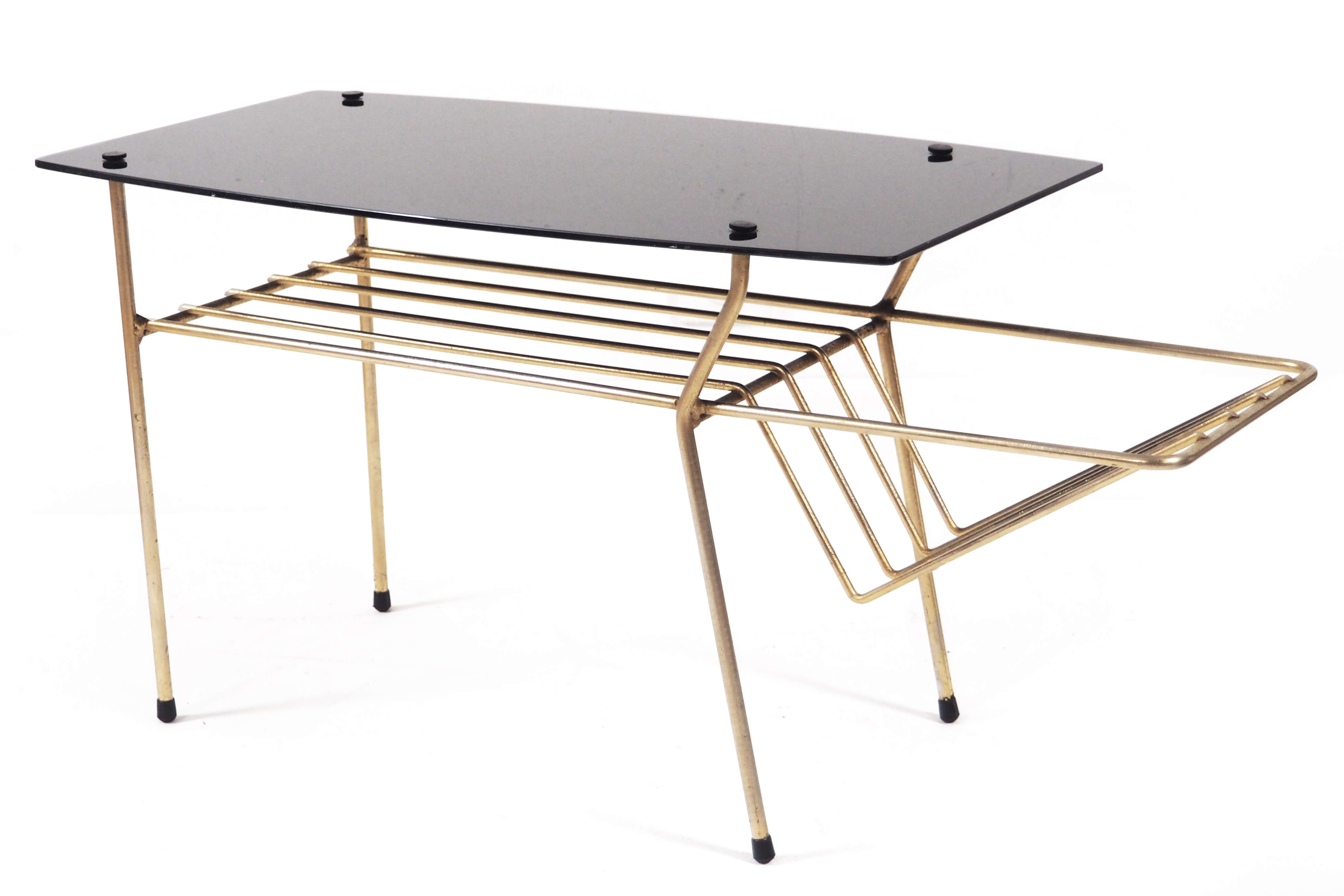 Coffee table glass and brass