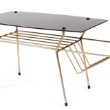 Coffee table glass and brass