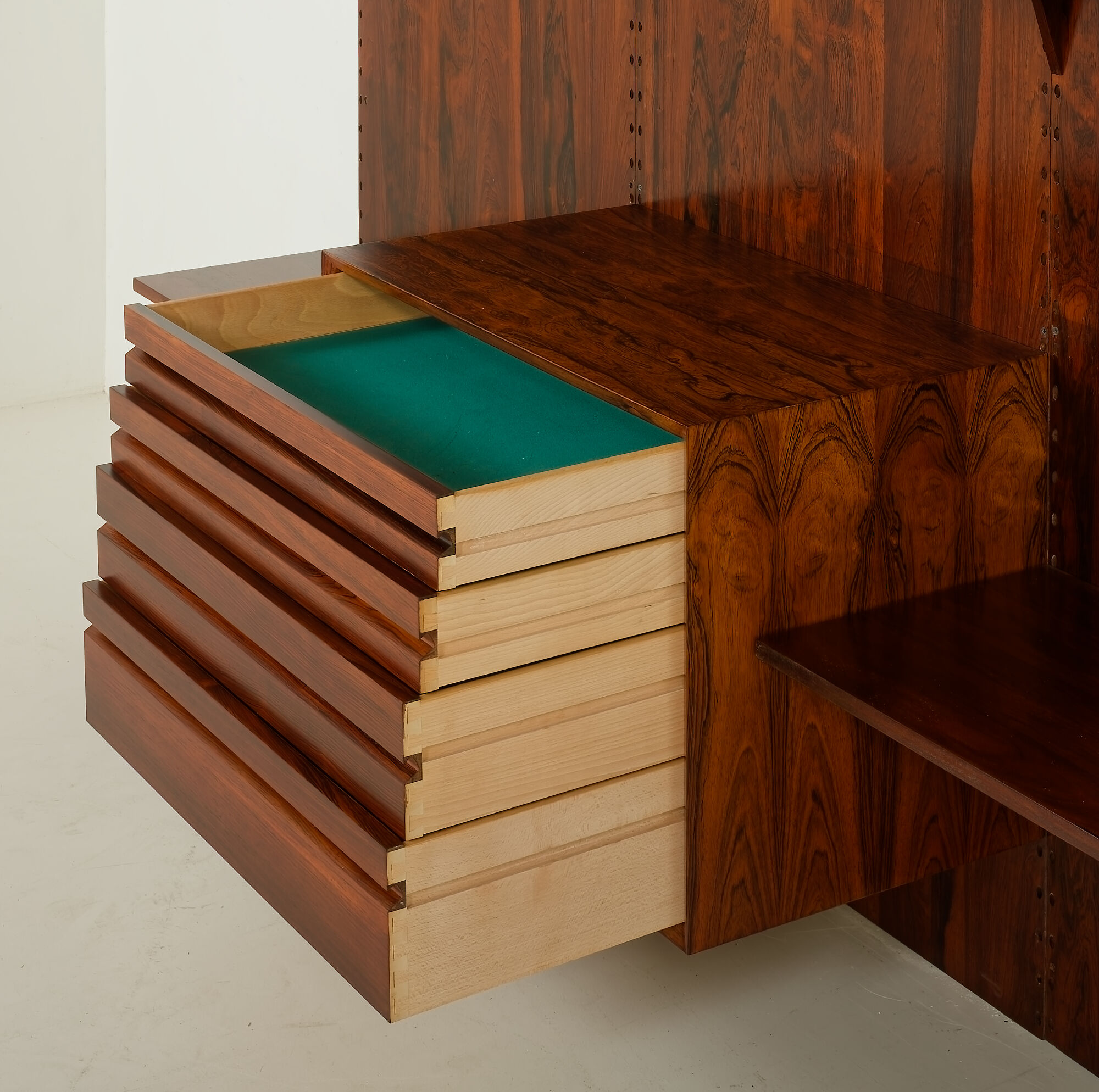 Poul Cadovius rosewood wall unit with back panels Cado, Denmark, 1960s