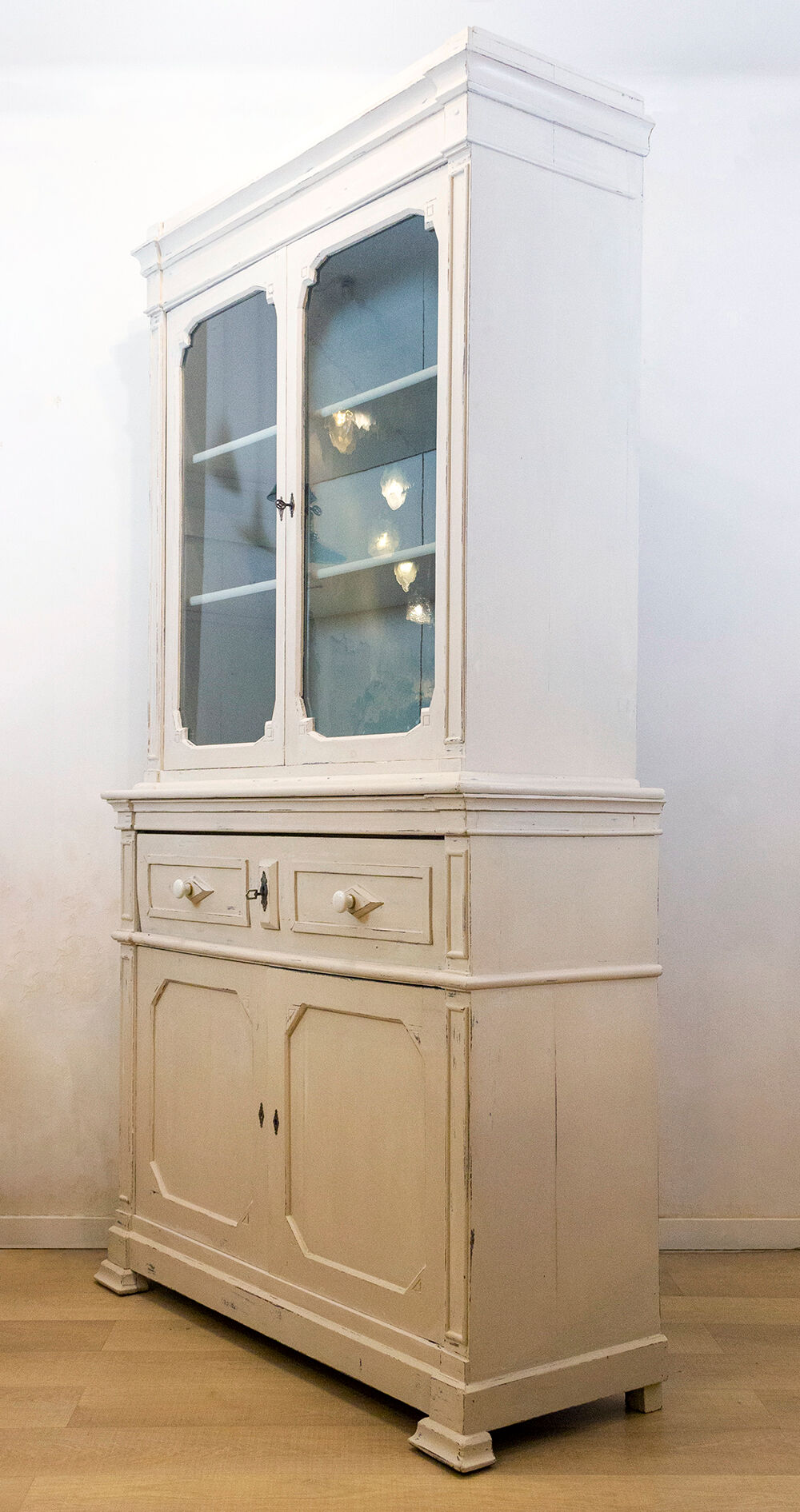 Antique Walnut Cupboard With Showcase, Spain, Late 19th Century