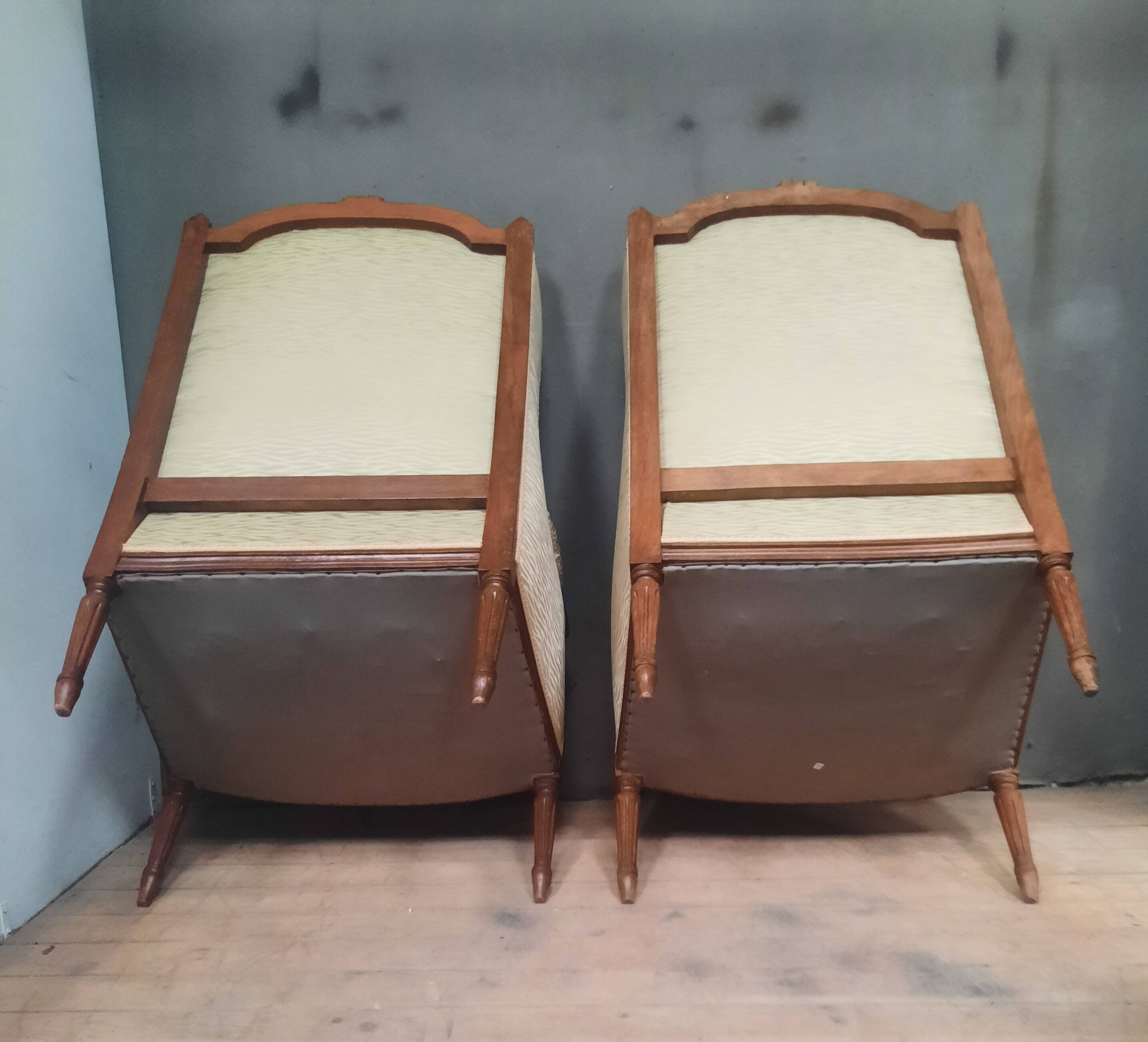 Pair of wingback armchairs in Louis XVI style