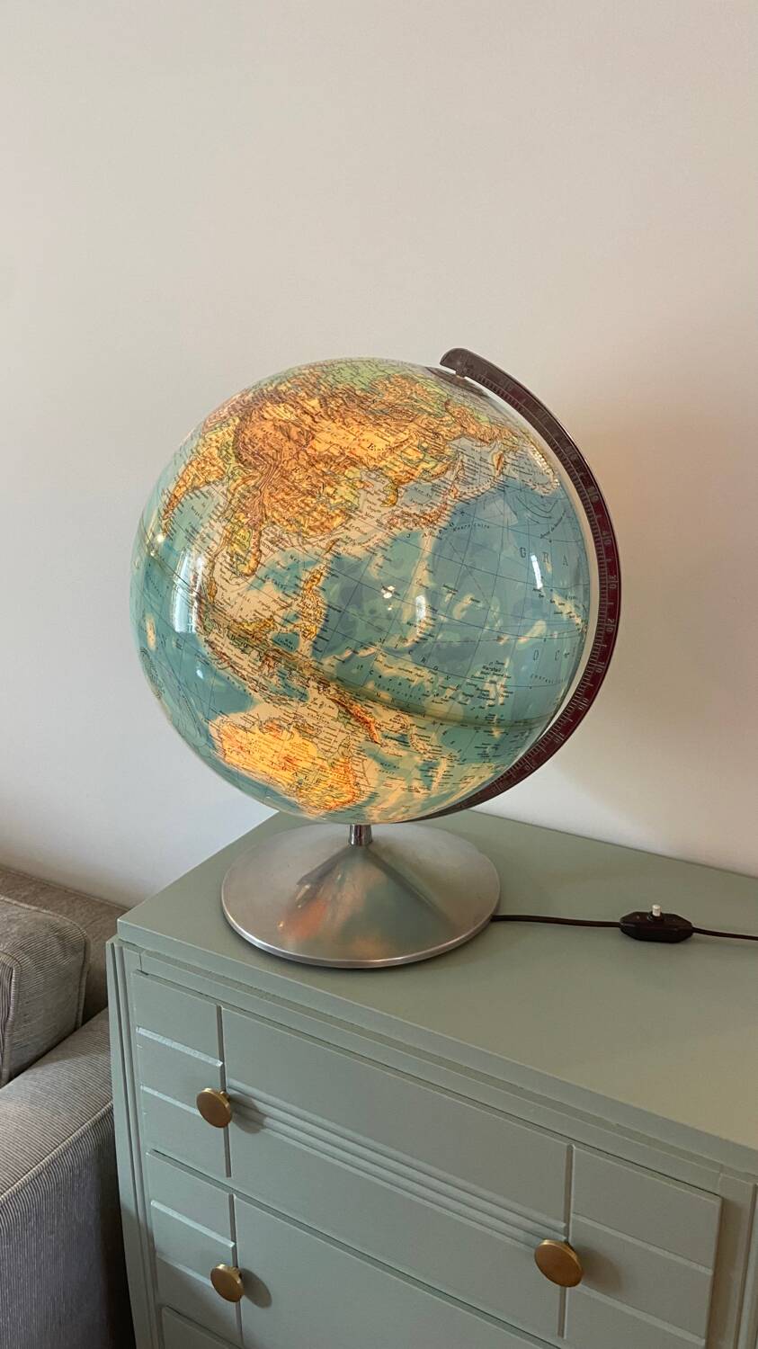 Very large luminous terrestrial globe Hercules 1960