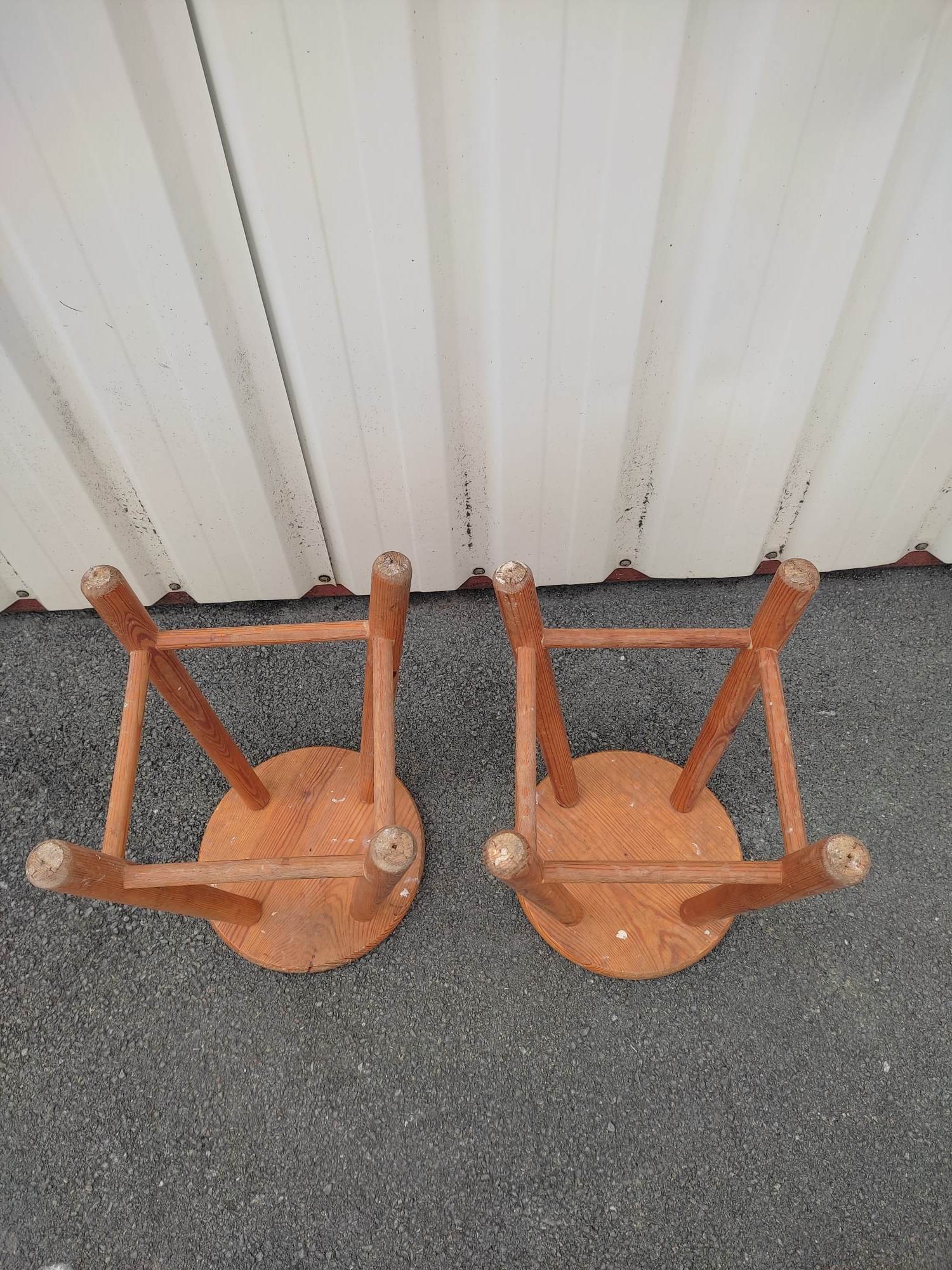 Pair of vintage pine stools