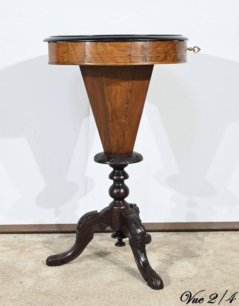 Trumpet Table for Work and Games, Walnut – Late 19th Century