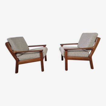 Pair of Scandinavian teak armchairs by Juul Kristensen, Denmark 1970s