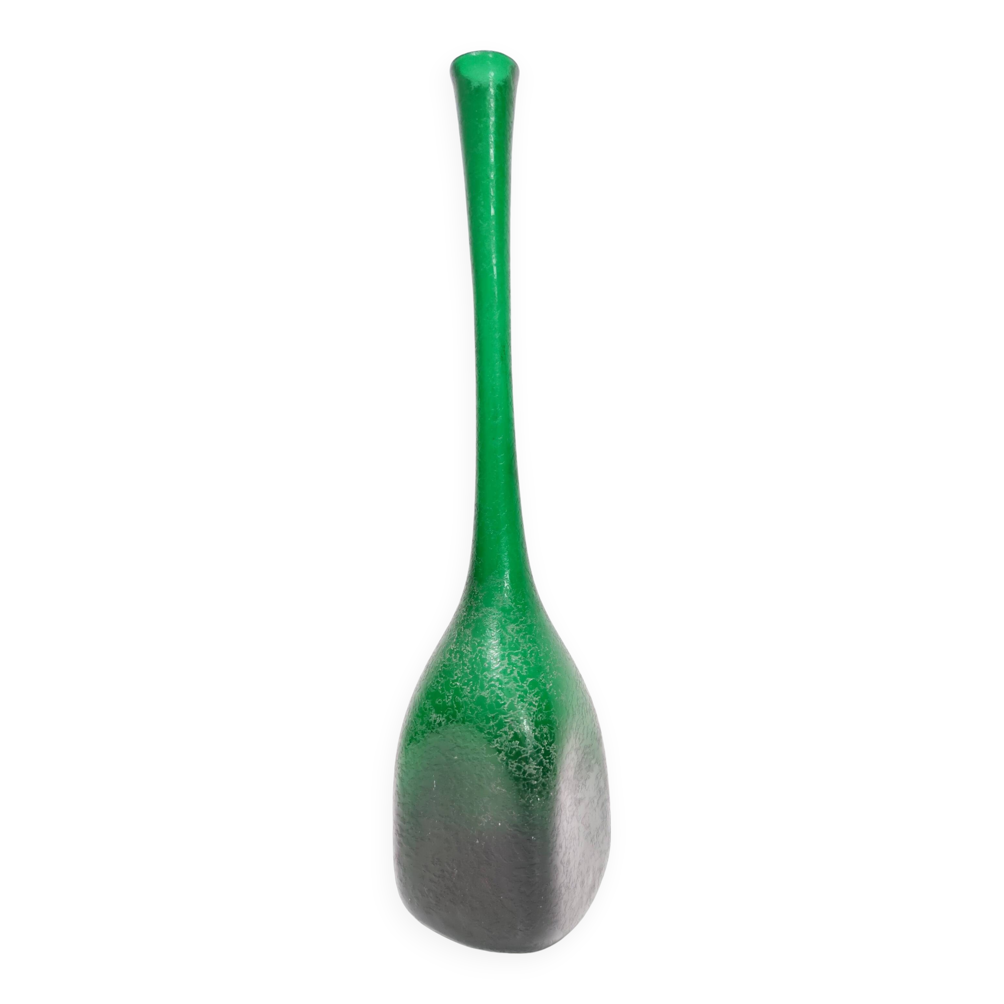 Emerald Green Corroso Murano Glass Vase by Seguso, Italy