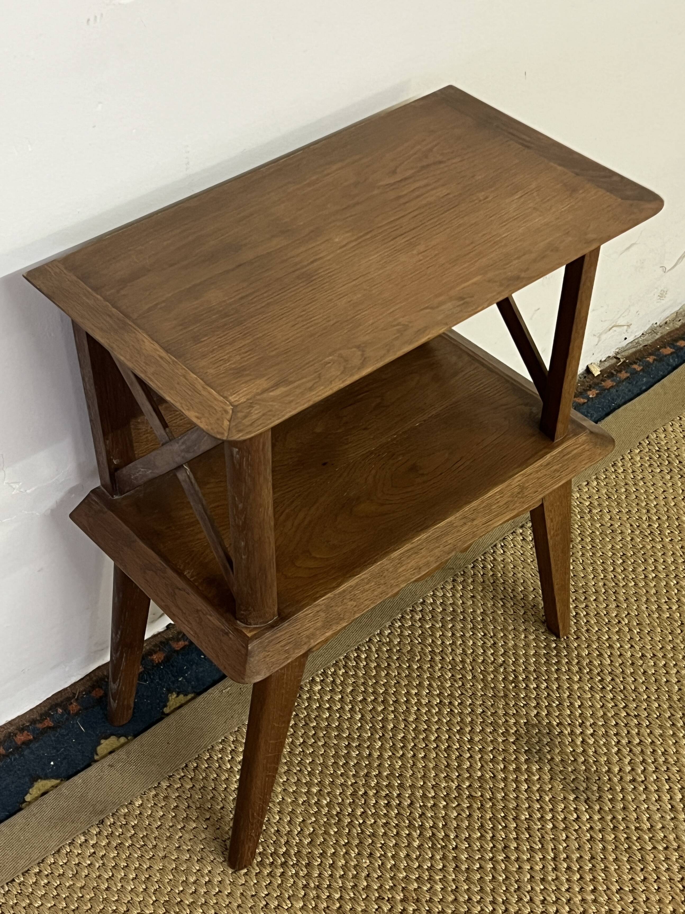 Bedside table with lattices, vintage compass legs