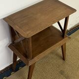 Bedside table with lattices, vintage compass legs