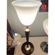 Large MAZDA 1950 Lamp Opaline Tulip/wood/metal