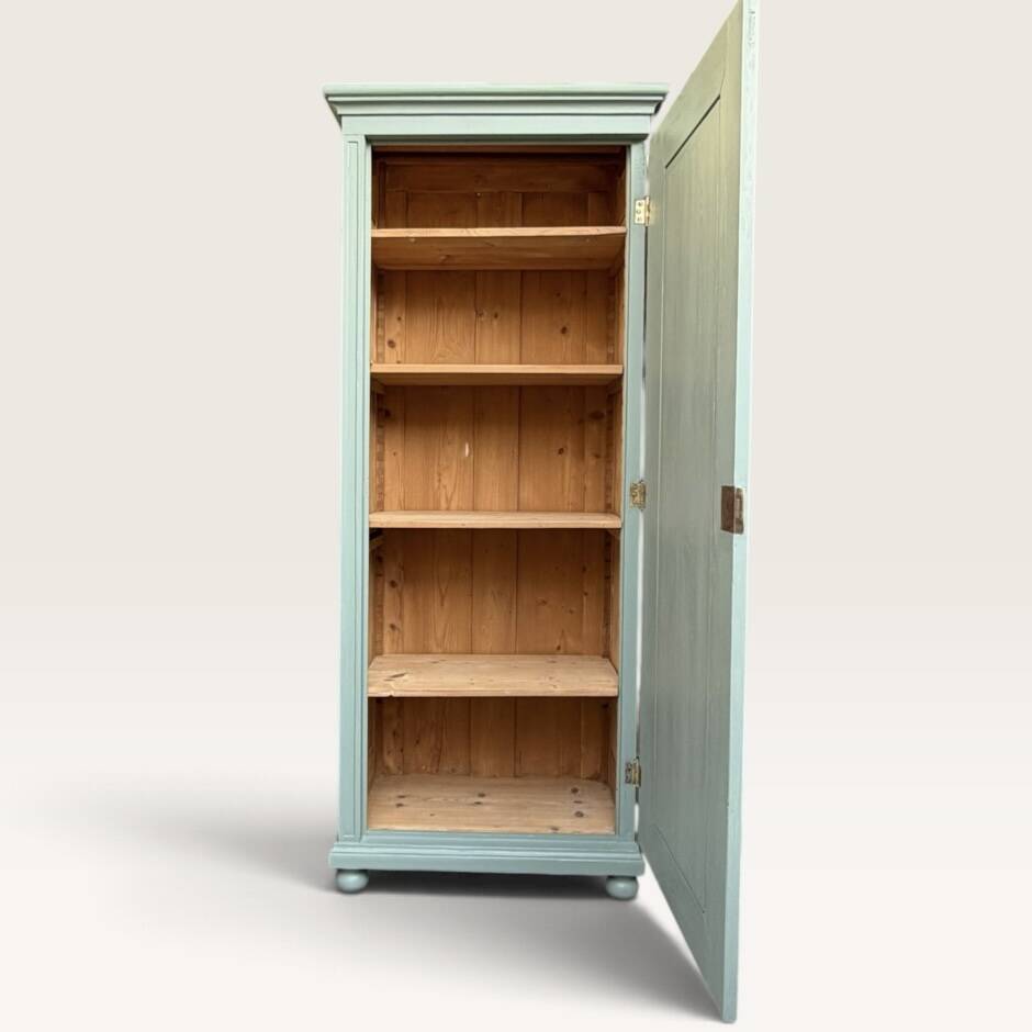 Parisian bonnetière, solid pine, Art Deco, renovated, grey-green.