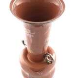 Brown Lacquered and Hand Painted Terracotta Deruta Amphora Vase, Italy