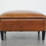 Large square sheepskin leather ottoman