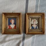 2 small paintings of women's portraits by N. Philip, miniatures on ivory.