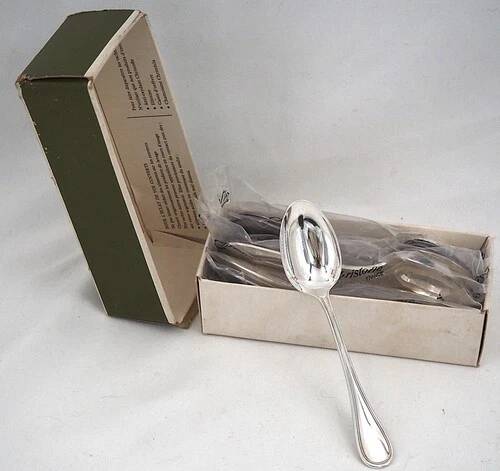 Christofle Albi 10 tea, coffee, dessert spoons, 13.5 cm, including 9 new in packaging.