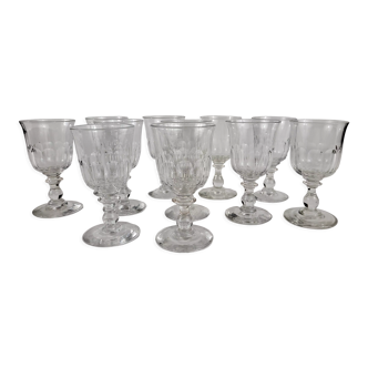 11 verres à vin cristal Baccarat, Saint-Louis Forme tulipe