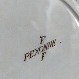 Sept assiettes à dessert terre de fer aux oiseaux f.f.Pexonne fin XIX ème