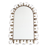 Large arched mirror with acanthus leaves and scrolls in gold metal from deknudt, 1960s