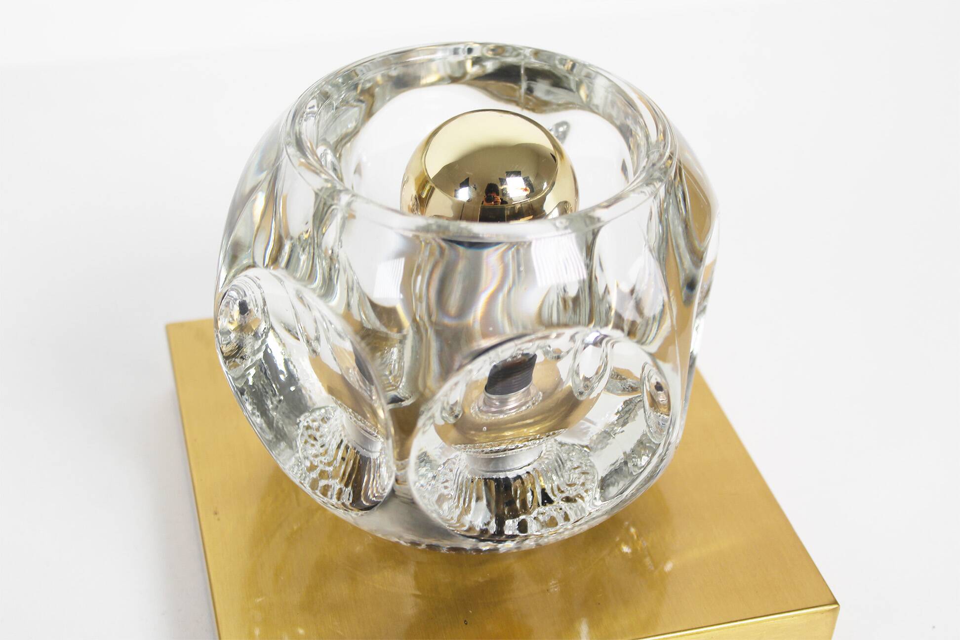 Paire d'appliques lourdes en verre glacé par Peill & Putzler, Allemagne, années 1970