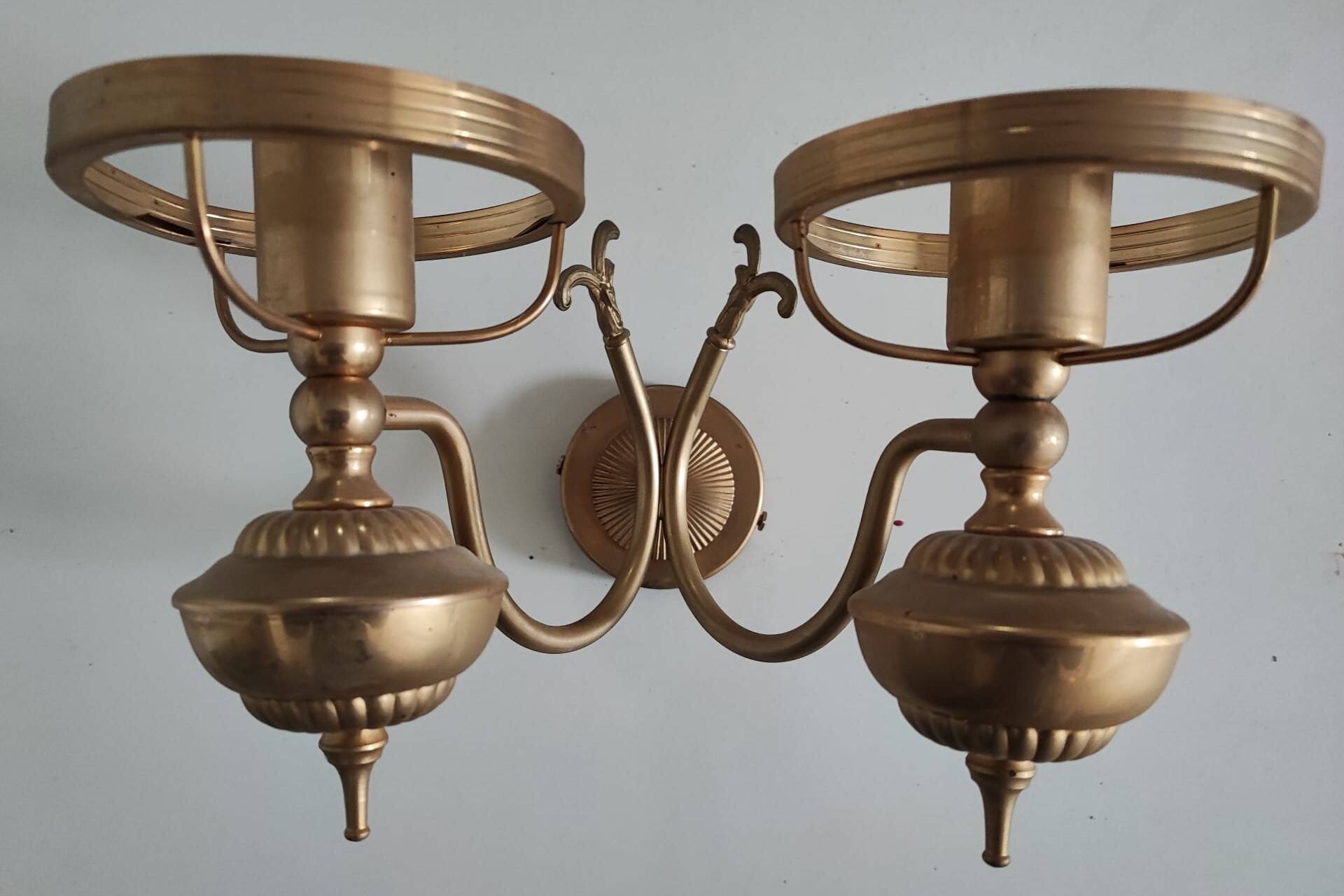 Antique brass wall sconce with two arms, Louis XV style.