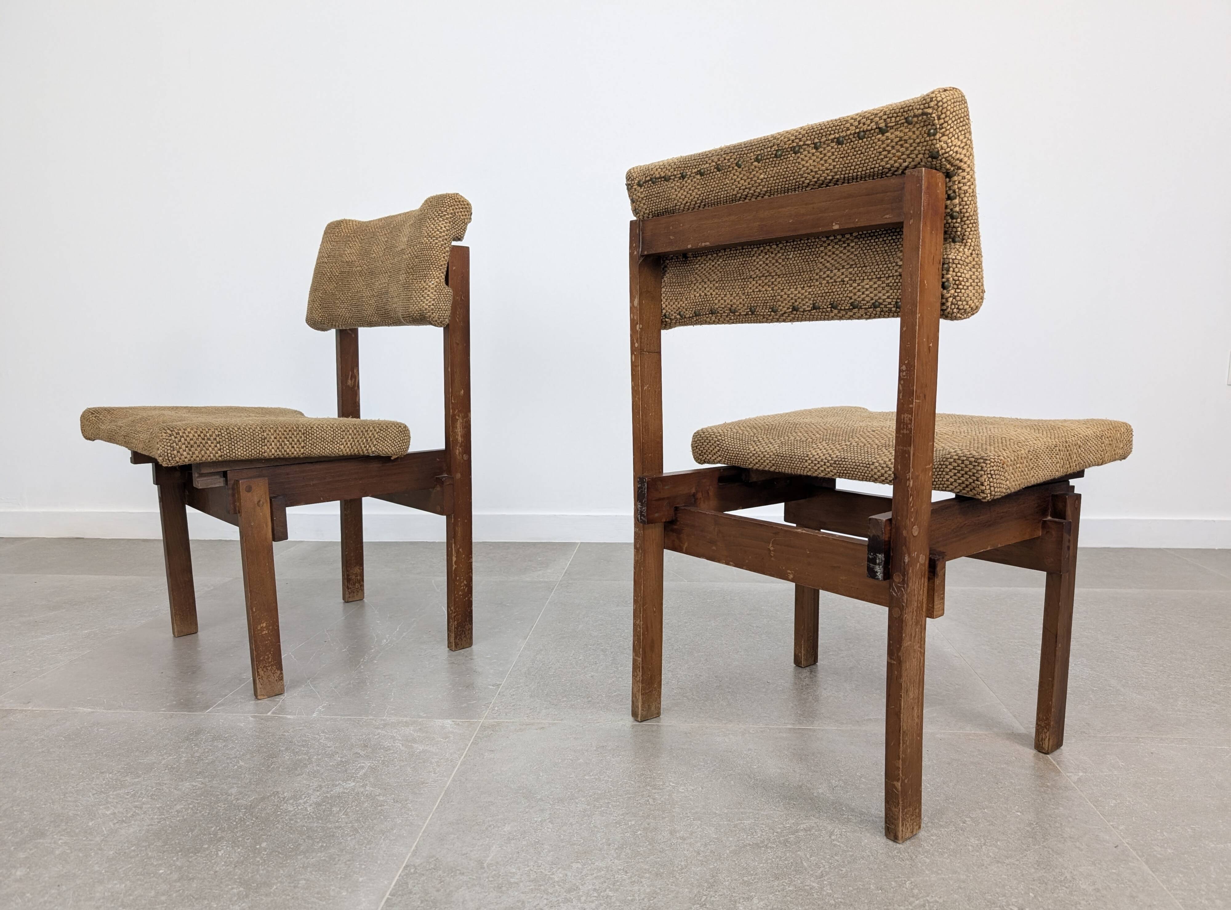 Pair of Rietveld Style Chairs with Adjustable Seat and Backrest, 1950s