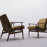 1960 Henryk Lis Mid Century Armchair in Forest Green Velvet
