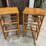 Pair of vintage bamboo high bar stools