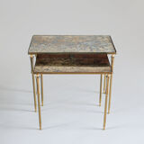 Églomisé glass nesting tables in neoclassical style, Belgium, 1960s