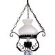 French country lantern ceiling light blue floral finial opaque glass shade 4521