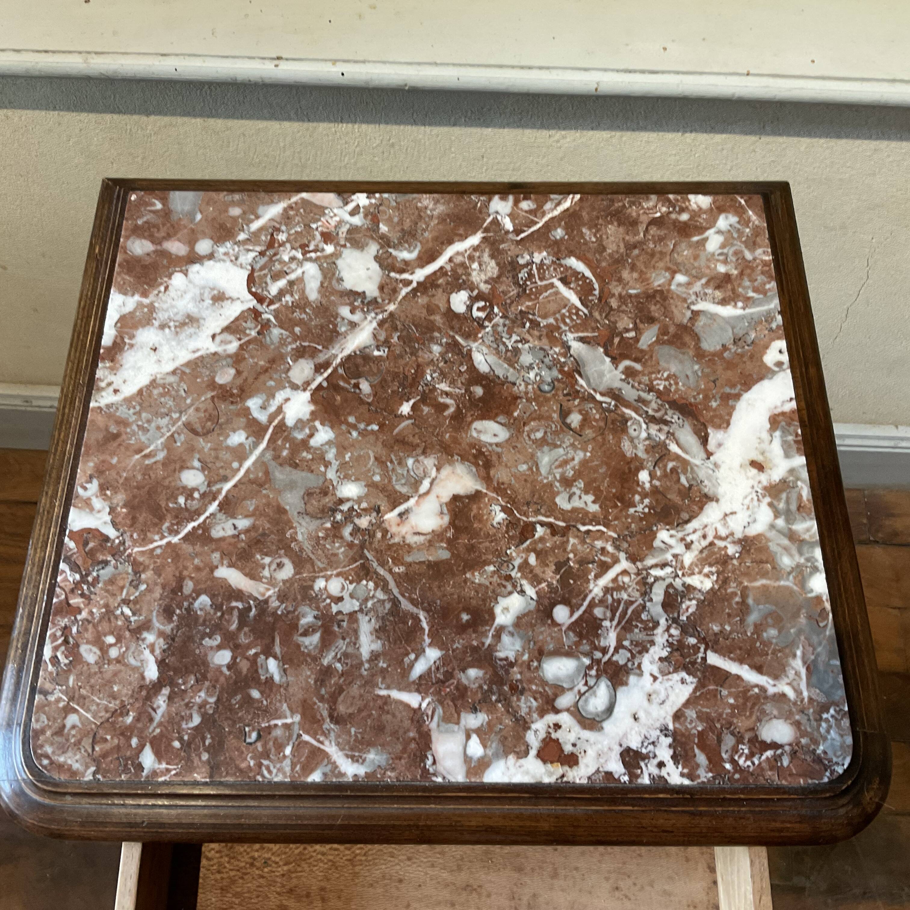 Old bedside table nightstand walnut chamber pot pink marble top 19th century