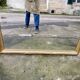 Louis XVI style mirror in gilded wood 176x109cm