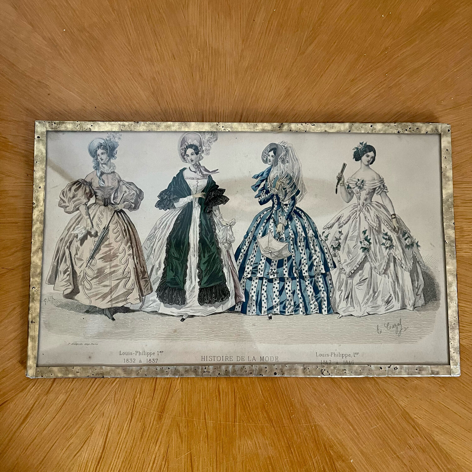 Framed antique print "History of Fashion"