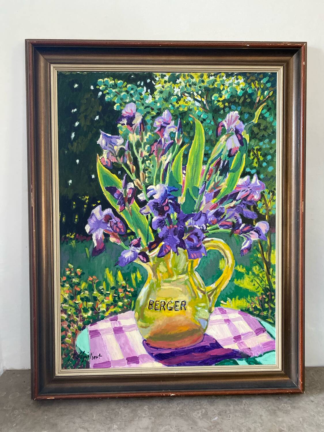 Still life with irises signed Guilbert