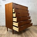 Scandinavian chest of drawers with 6 vintage teak drawers, 1960s