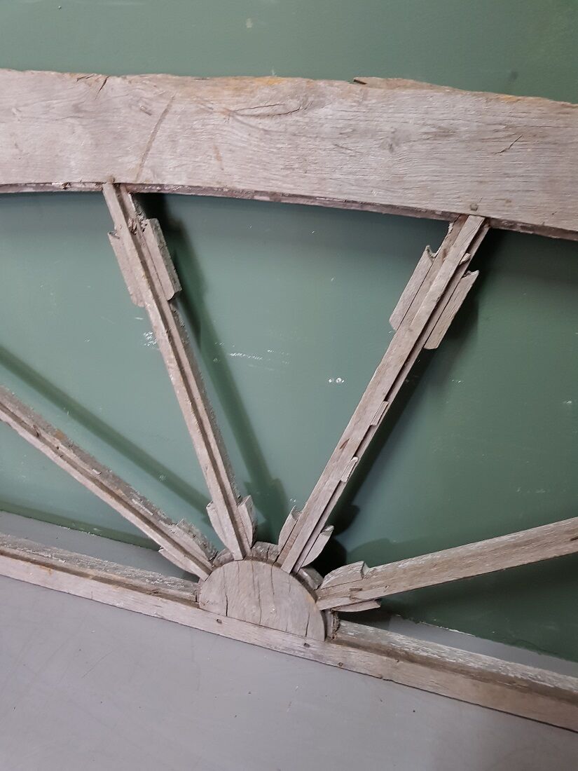 19th century french wooden window frame with arrows