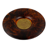 Hollywood regency brass and tortoiseshell lucite tray, Guzzini Italy 1970s
