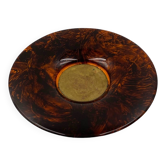 Plateau Hollywood Regency en laiton et écaille de tortue en lucite, Guzzini Italie années 1970