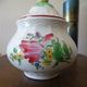 KG LUNÉVILLE "Street Lamp" Sugar bowl earthenware with flower decoration, apple fretel.