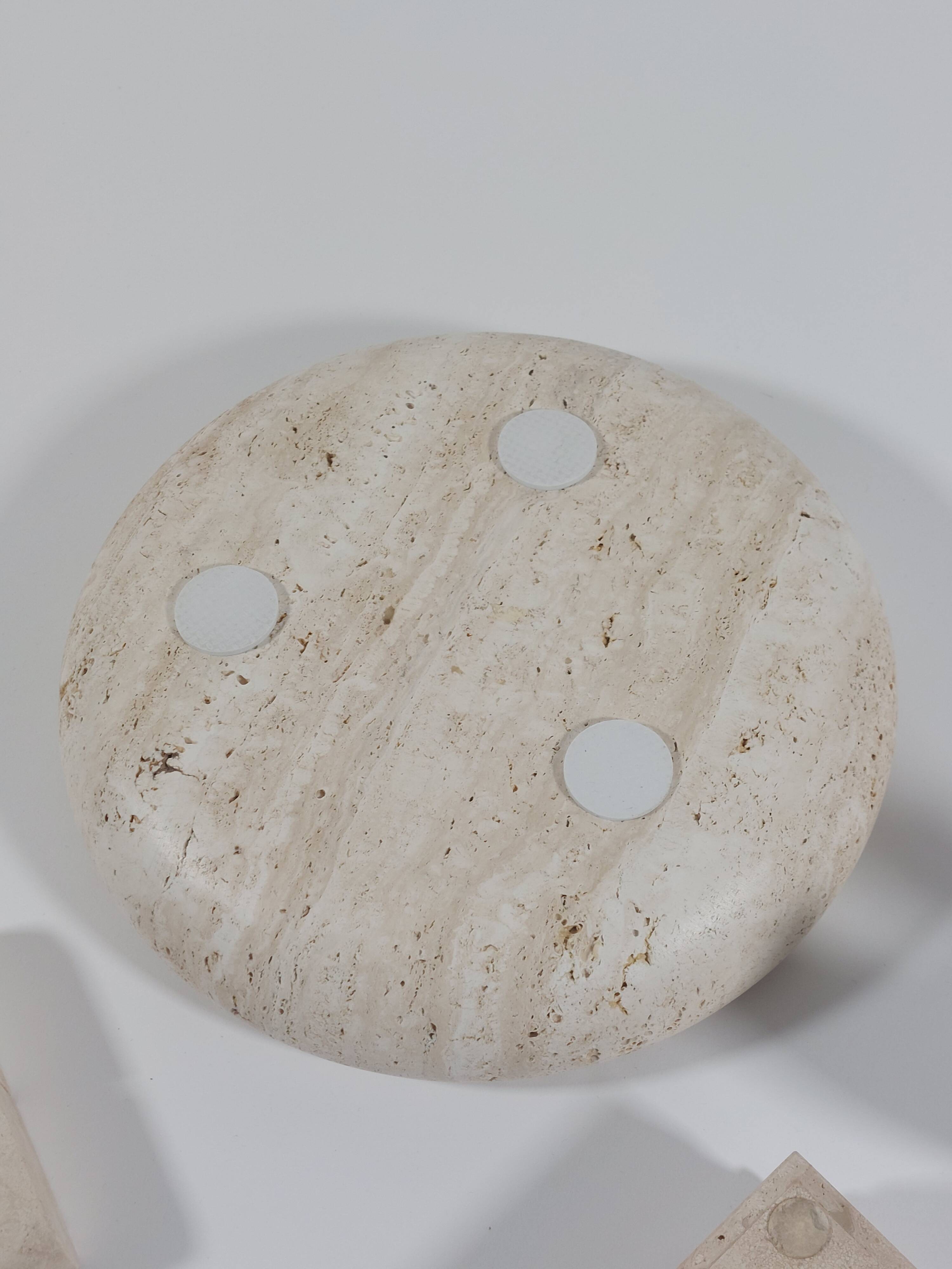 Vintage mid century travertine table set vide poche candleholder ashtray