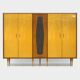 Large vintage mid century modern 5-door Wardrobe in Maple and Teak, 1950s