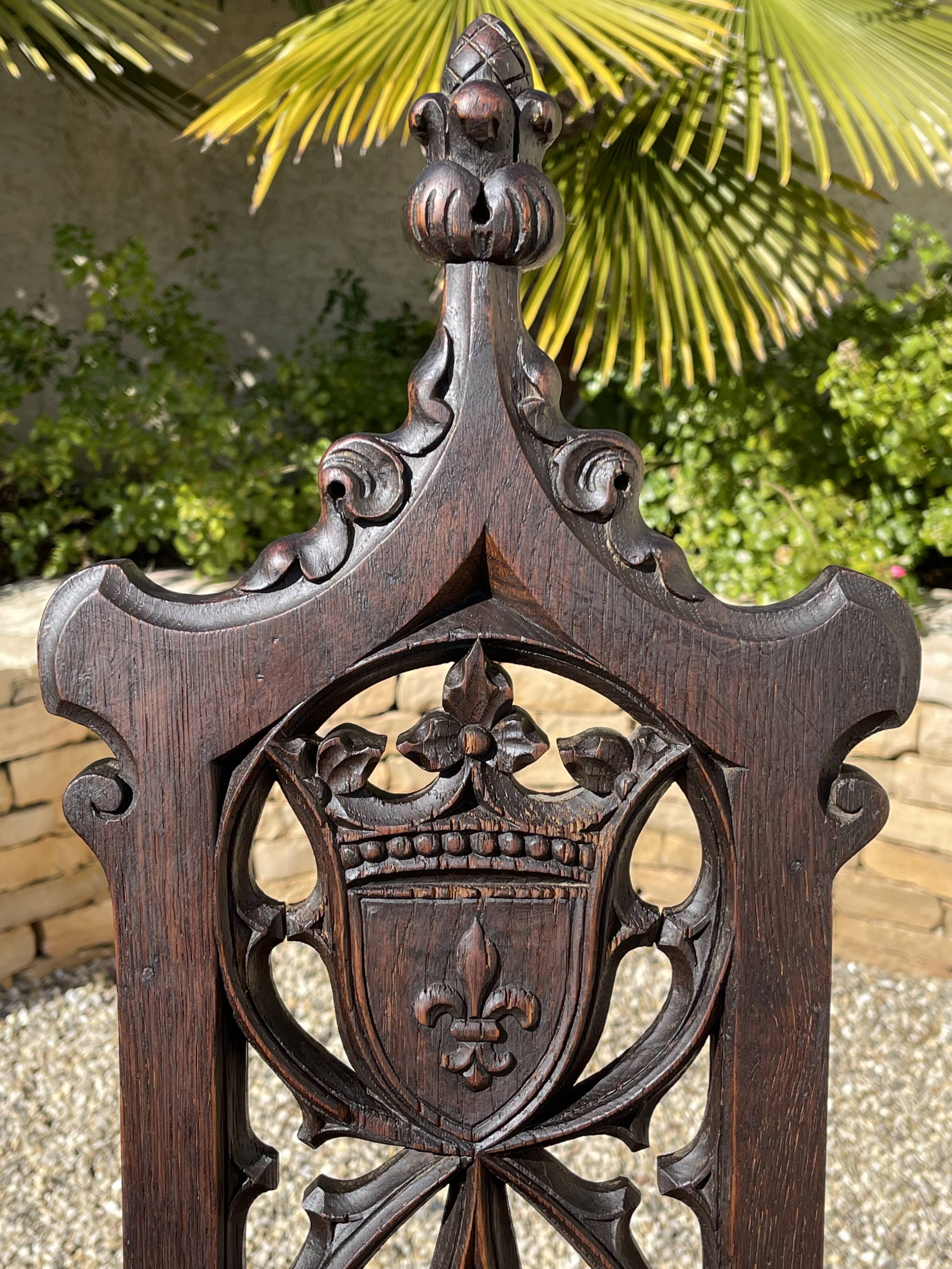 Neo-gothic oak armchair